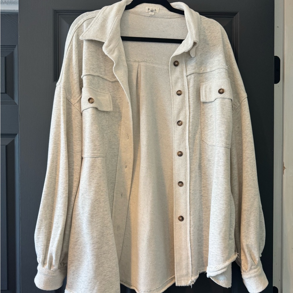 White/Light Grey Shacket